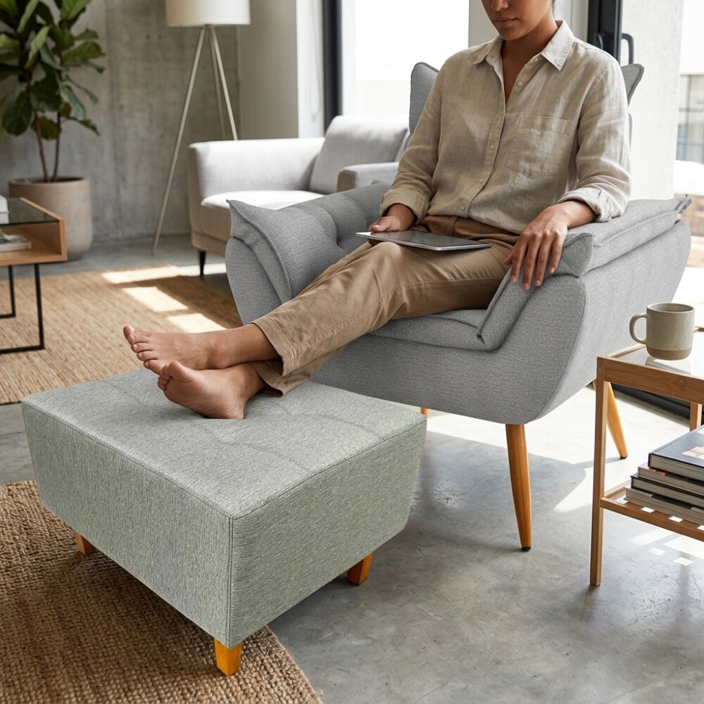 Set de 2 sillones Incluye 1 Apoyapiés Promo Gris