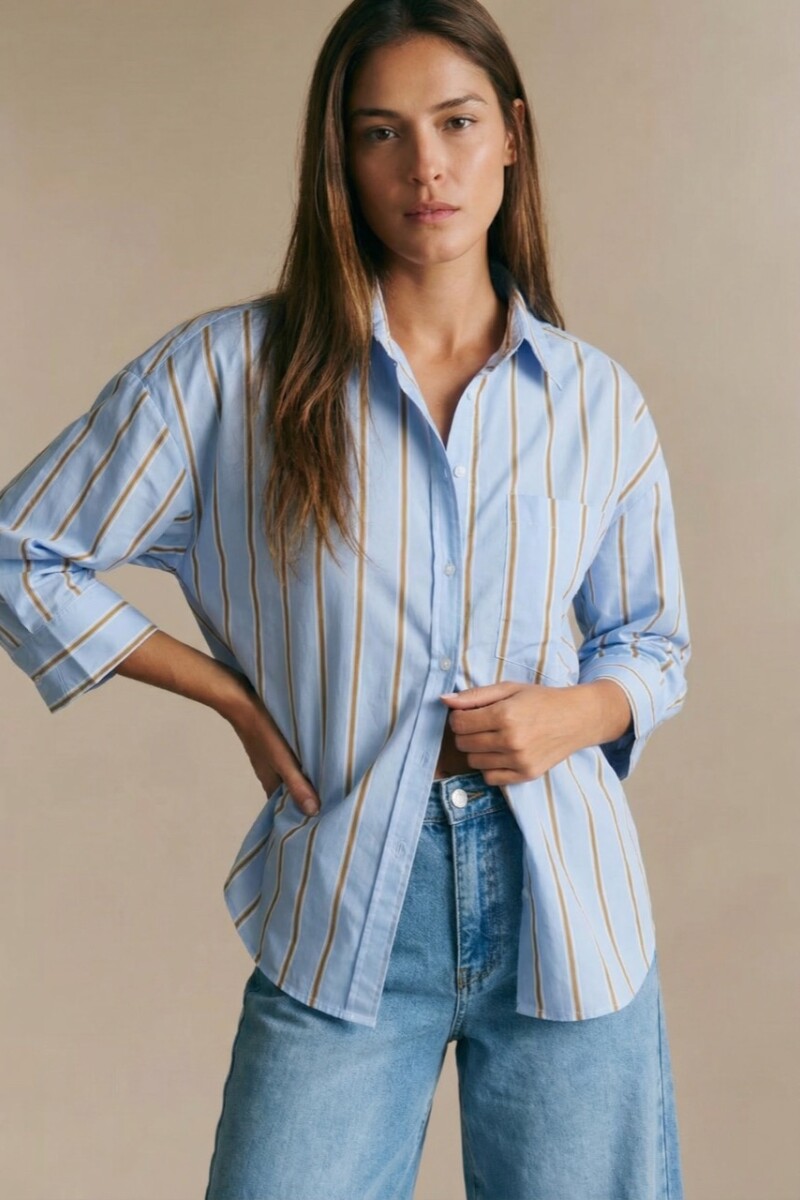 Camisa Rayada Azul