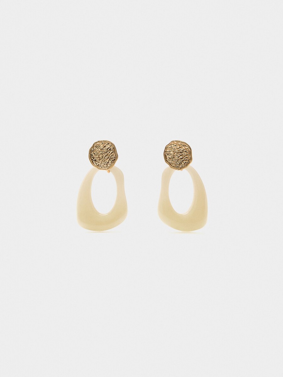 Pendientes Largos Con Aro beige