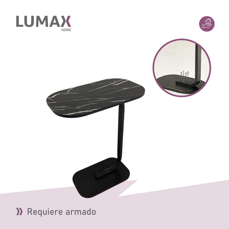 Mesa auxiliar Lumax de arrime MDF símil mármol para living Mesa auxiliar Lumax de arrime MDF símil mármol para living