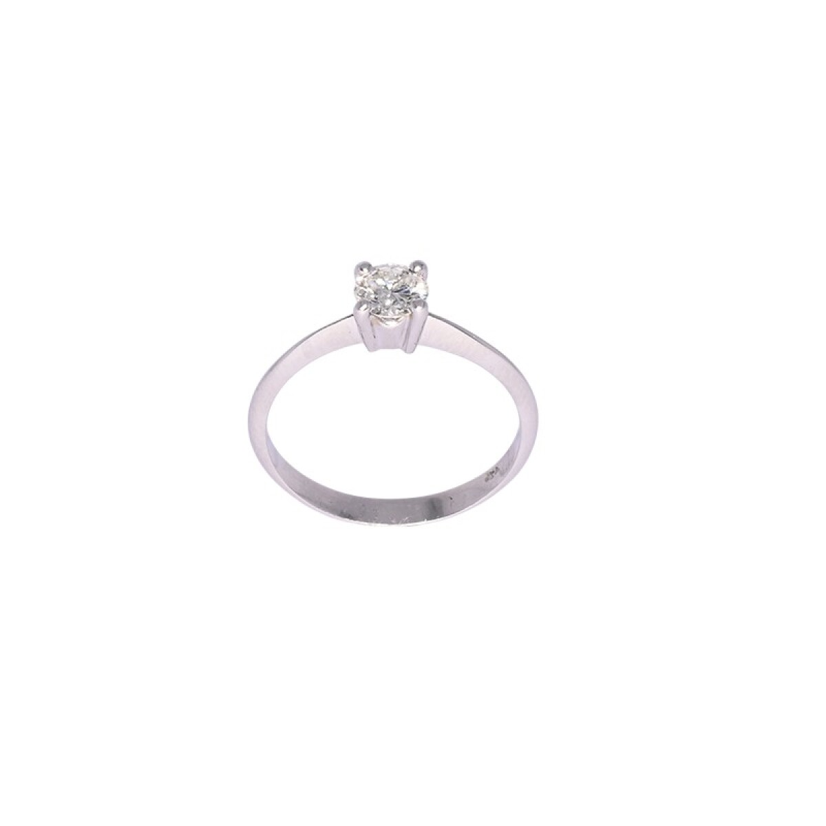 Anillo solitario 18 k blanco con brillante engarce 4 puntas 