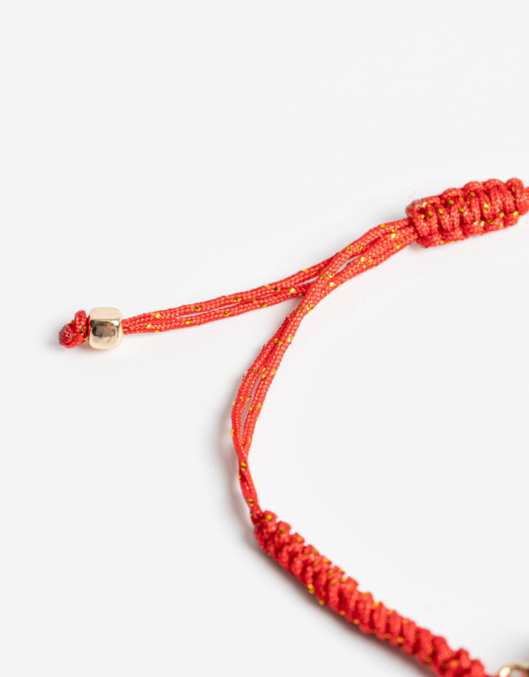 Pulseras Flexibles Lucky charm Pulsera De Cordón Con Dije Gatito Lucky - Dorado