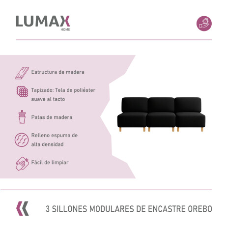 Pack x3 Sillón Modular Lumax de encastre Orebo en caja Negro