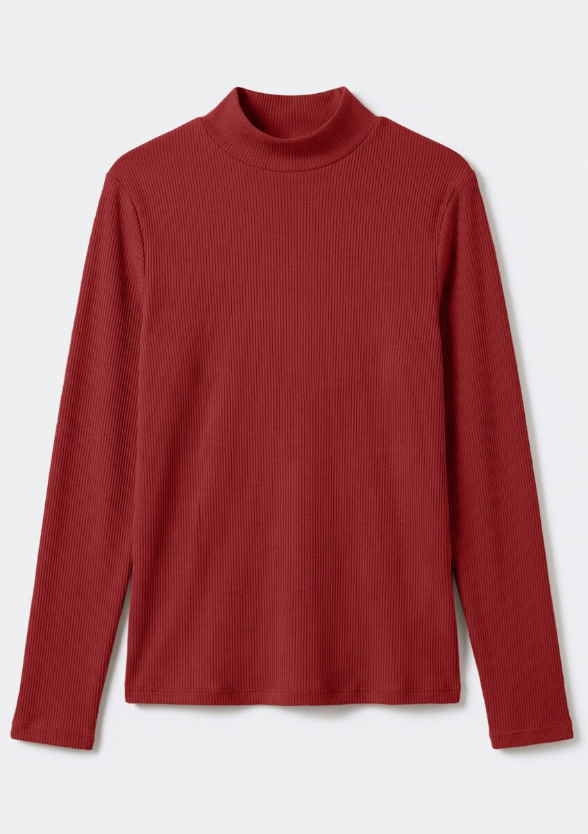 BLUSA DE CUELLO ALTO ACANALADO - ROJO 