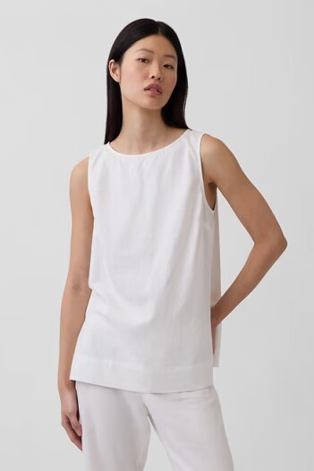 Musculosa De Lino Mujer New Off White