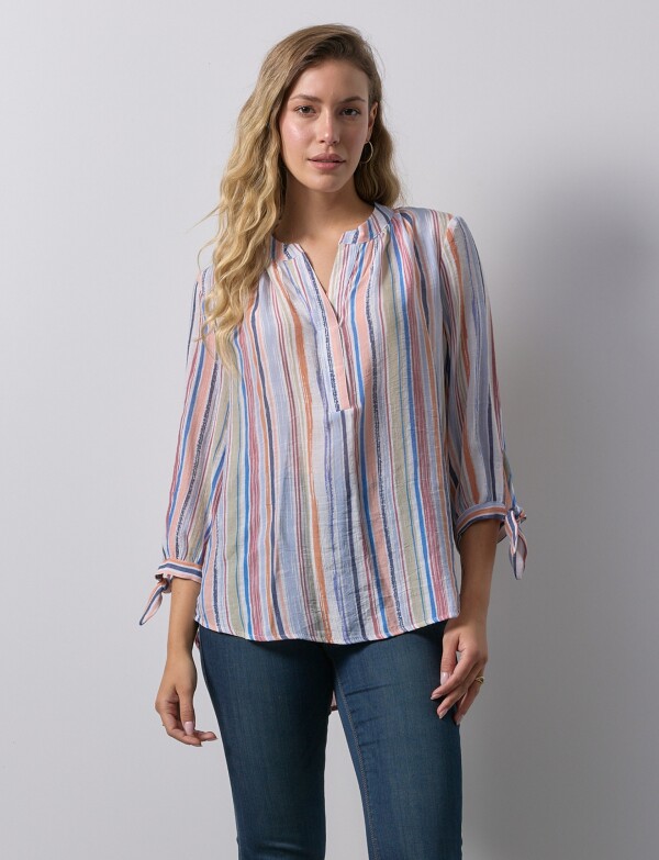 Blusa Lineas Mga Nudos MULTI/AZUL