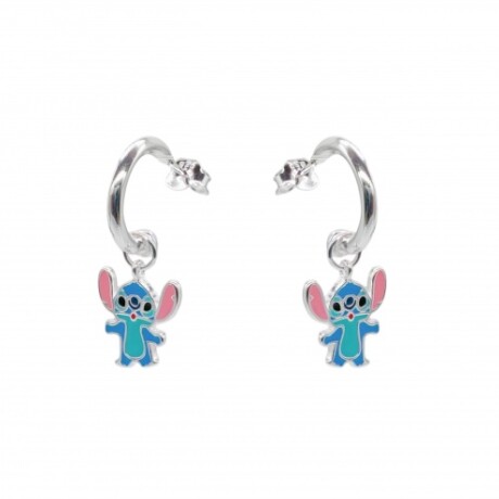 Par de aros de plata 925 con dije STITCH con esmalte. Par de aros de plata 925 con dije STITCH con esmalte.