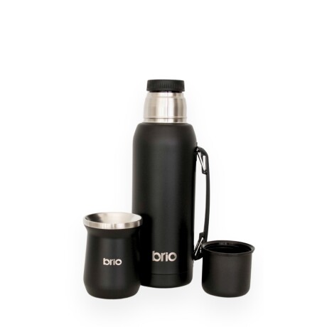Set De Termo 1 Litro Y Mate Diseño Clásico brio Acero Inox Negro