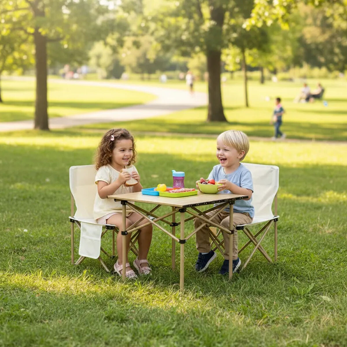 Juego Infantil de Mesa Cuadrado Con 2 Sillas 