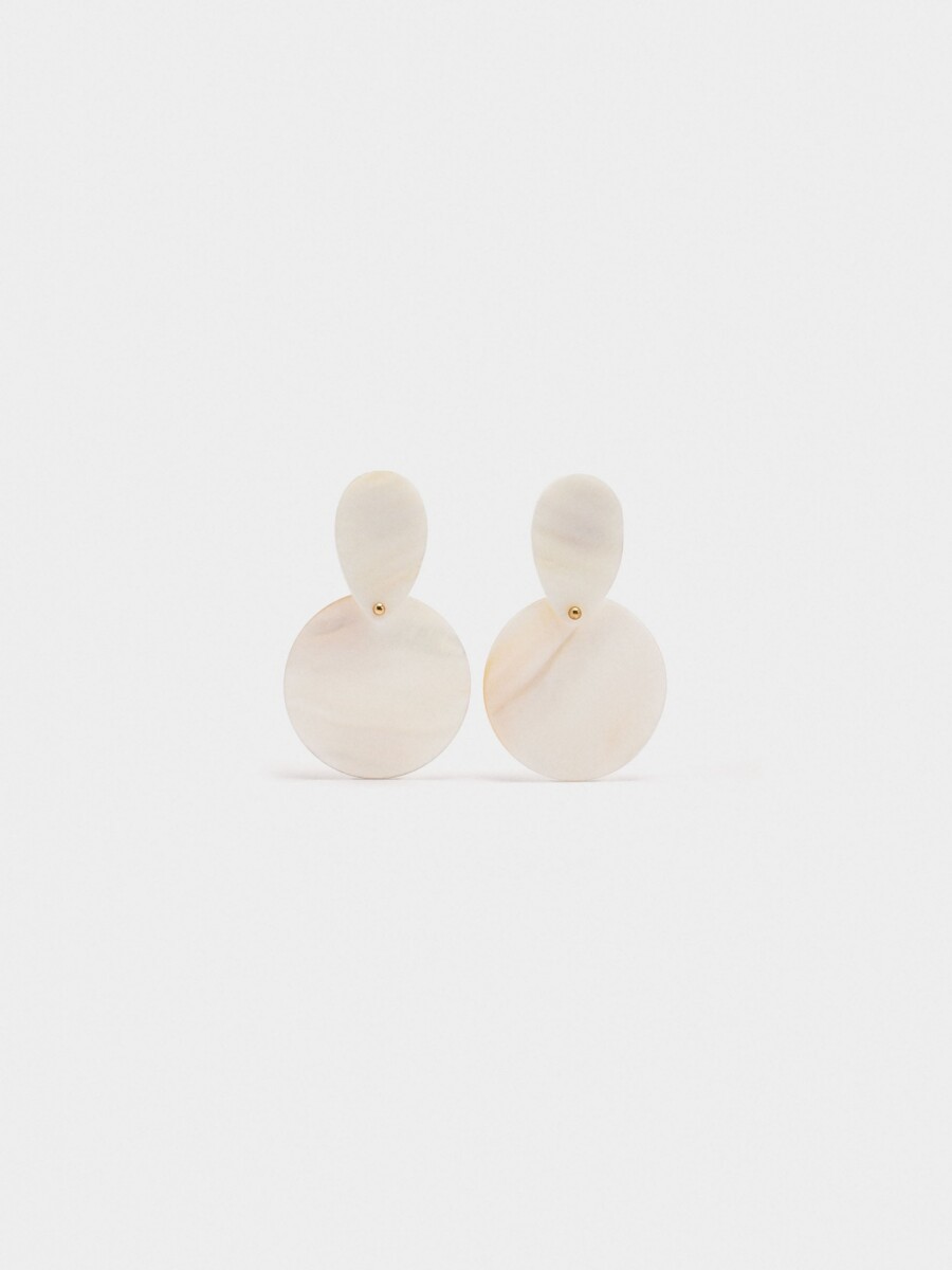 Pendientes De Concha Circular blanco