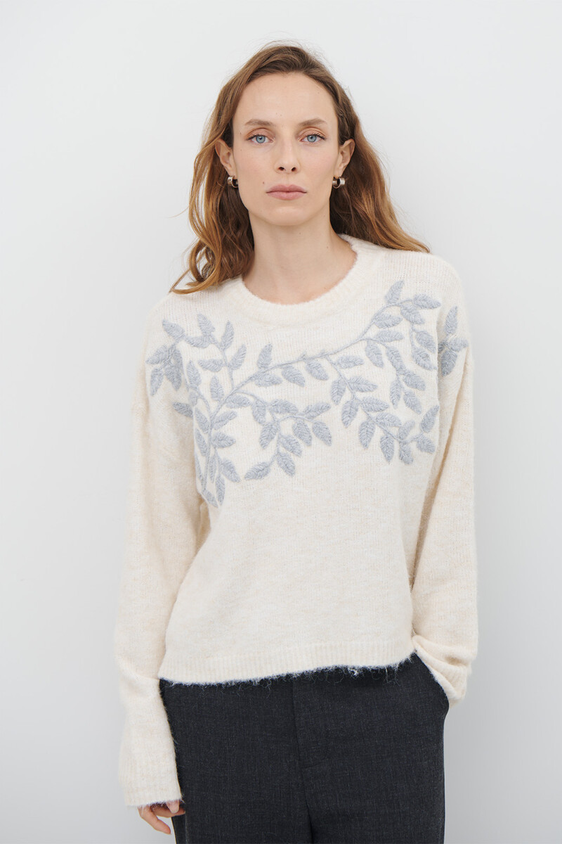 BUZO BORDADO FLOR NATURAL