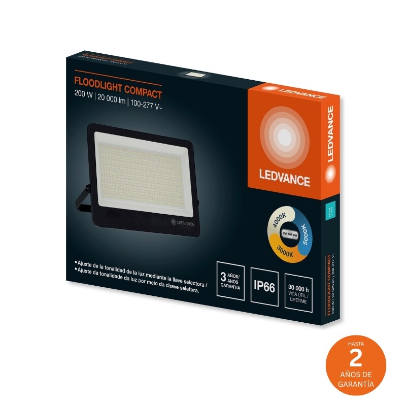 FOCO LED LEDVANCE OSRAM COMPACT G2 IP65 200W Foco LED LEDVANCE Compact IP65 200W CCT Negro