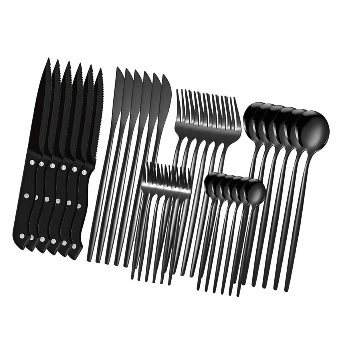 Juego de 36 Cubiertos De Acero Inoxidable Cocina Imback Negro 