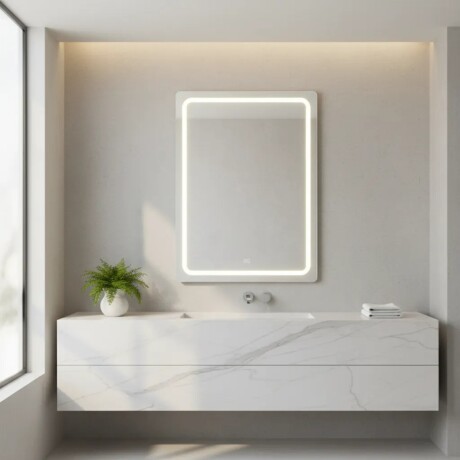 Espejo Vertical Lumax c/marco desempañador y Luz 90x70cm Blanco