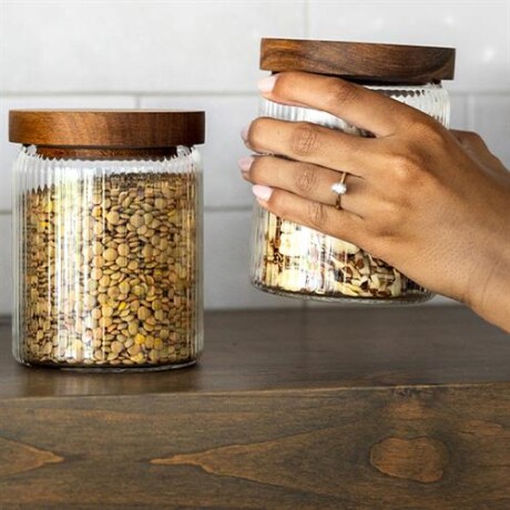 Frasco de vidrio con tapa de madera - Mediano 9x20cm Sc