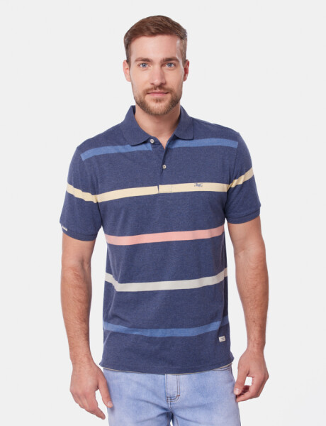 REMERA POLO JERSEY RAYADA Azul