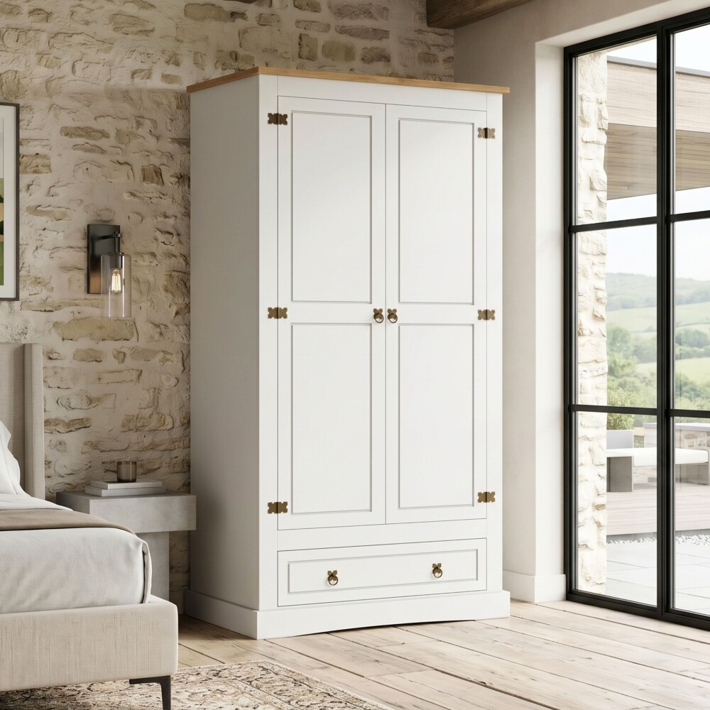 Ropero 2 puertas 1 Cajón Madera - Linea Mexicana Blanco