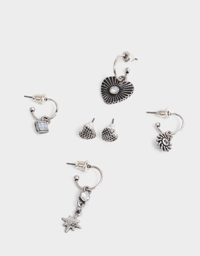 Aros Sets Antique Silver Set De Aros Antique Silver - Plateado Antique Silver