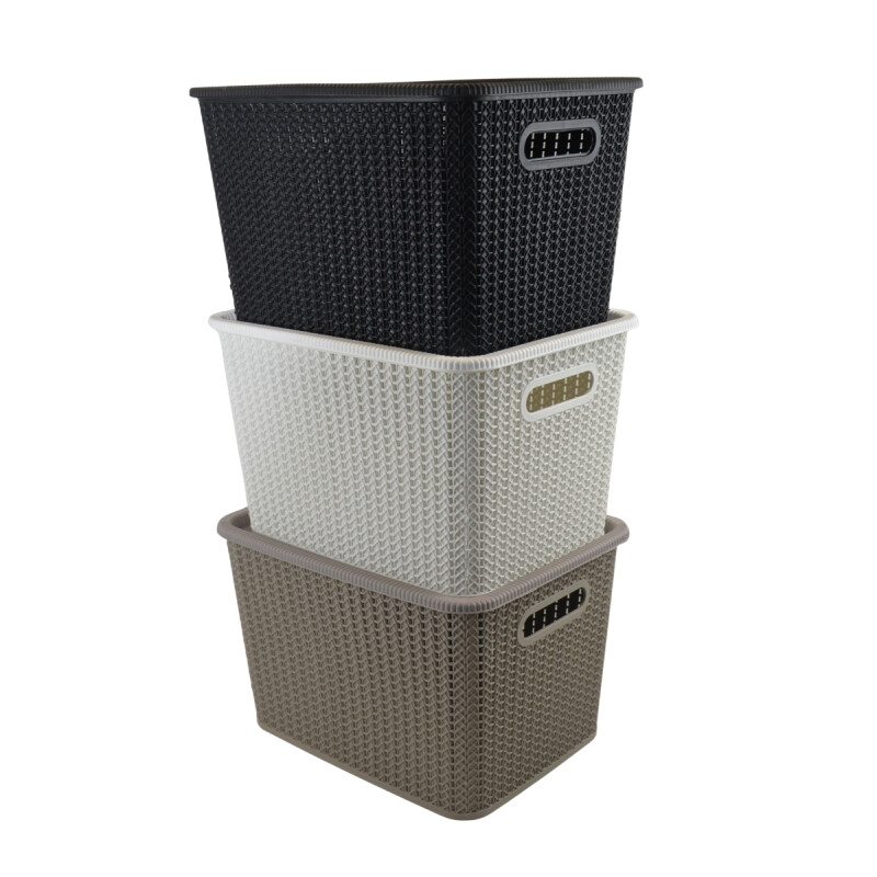 Caja organizadora símil ratán 20lt BLANCO
