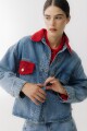 PRE VENTA Campera Couro Jean Crochet Rojo