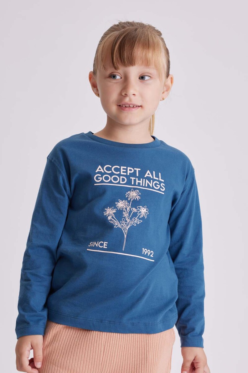 Remera manga larga - Estampado Azul 