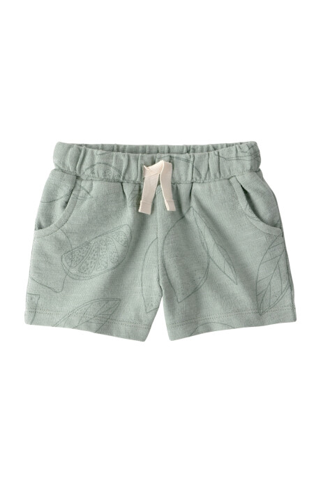Set dos piezas de algodón orgánico, short y remera, verde, diseño cítricos Sin color