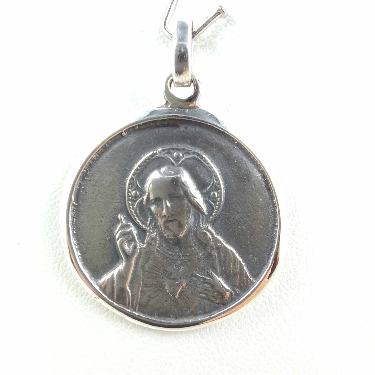 Medalla de plata 925, escapulario, (Sagrado Corazón y Virgen del Carmen). 