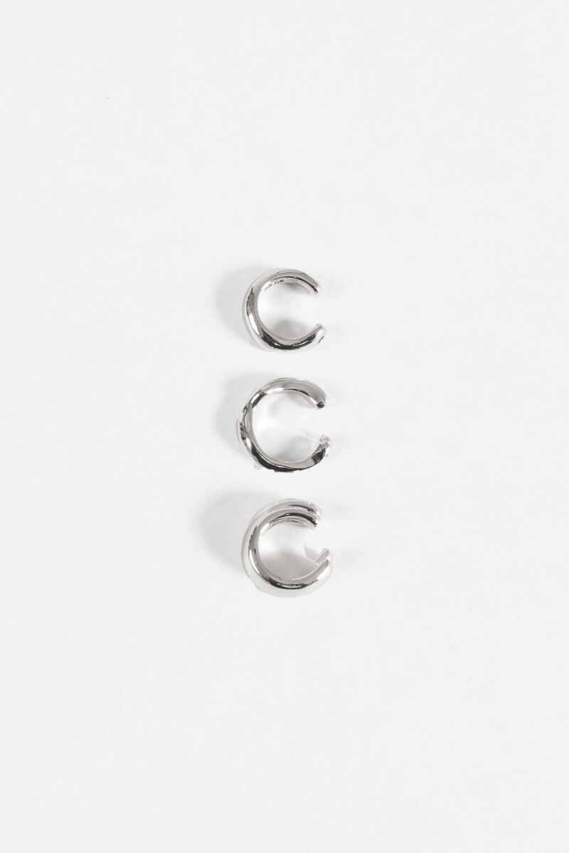 Set de tres earcuff shinny plateado