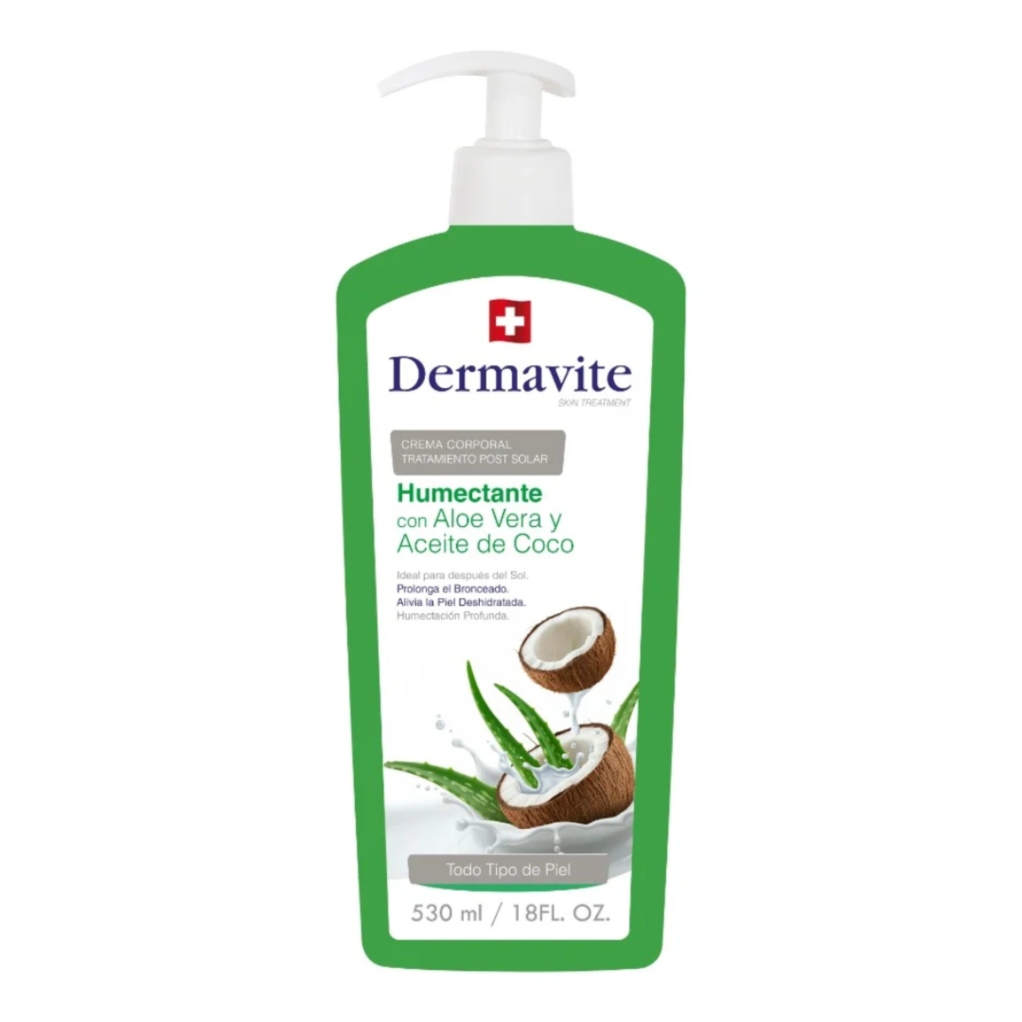 Crema Corporal Post Solar Aloe Vera y Aceite de Coco 530 ml - Dermavite ...