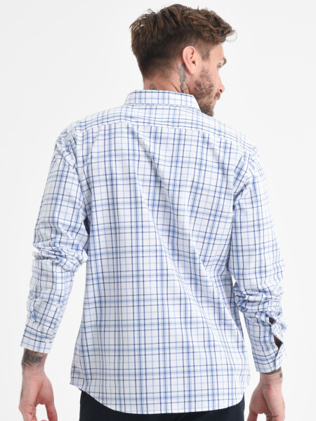 Camisa manga larga formal Cuadros azul