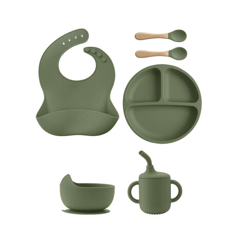 Set de alimentación de silicona para bebé  6 piezas Verde