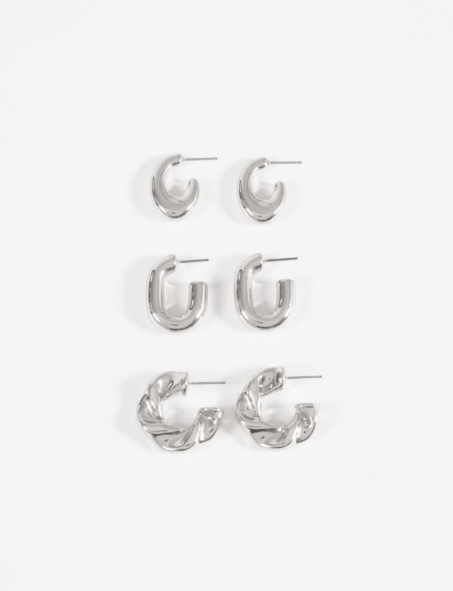 Set 3 aros curvo - plateado 