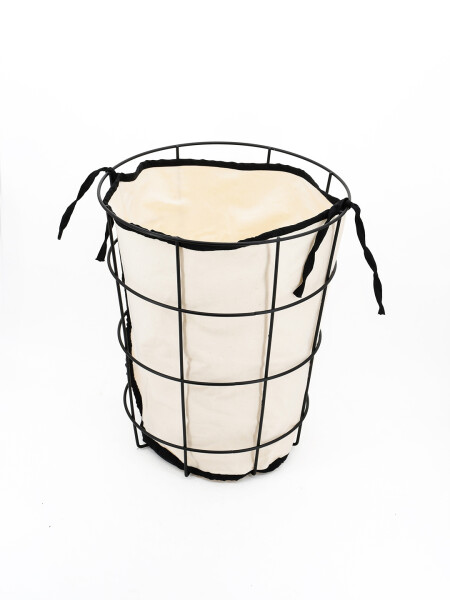 CESTO METAL CON TELA PARA ROPA SUCIA NEGRO