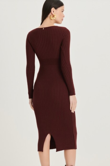 Vestido manga larga Amalia Bordeaux