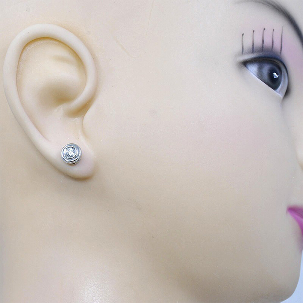 Caravanas En Oro 18K Blanco Y Brillantes Caravanas En Oro 18K Blanco Y Brillantes