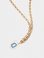 Collar De Eslabones Con Colgante De Corazón Y Cristal dorado