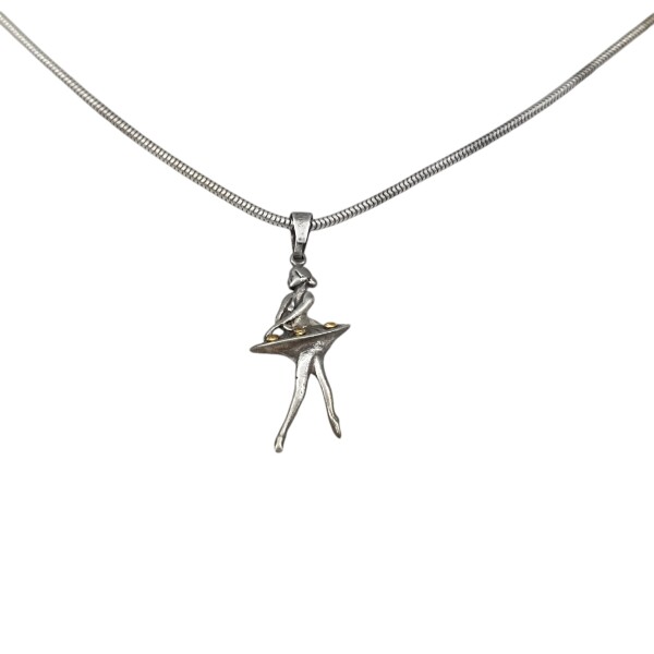 Dije Bailarina plata quemada-Plata y Oro-Sin piedra-CP5290 sinpiedra