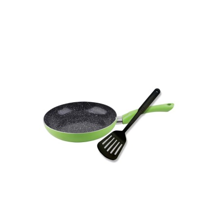 SARTEN CON ESPATULA CUORI 20CM VERDE