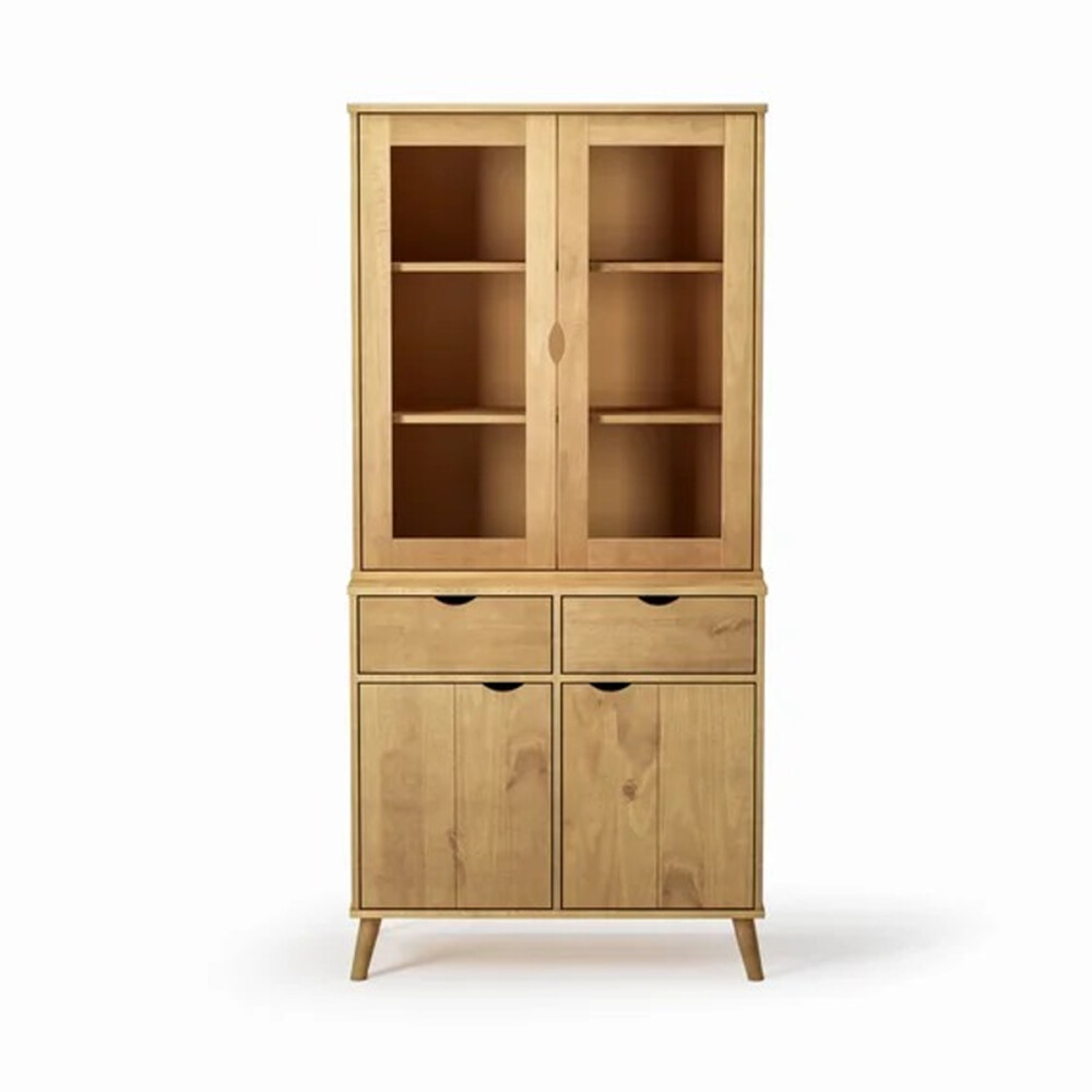 CRISTALERO 4 PUERTAS 2 CAJONES COPERO BOTELLERO ARMARIO ESTANTERÍA EN MADERA MACIZA MADERA