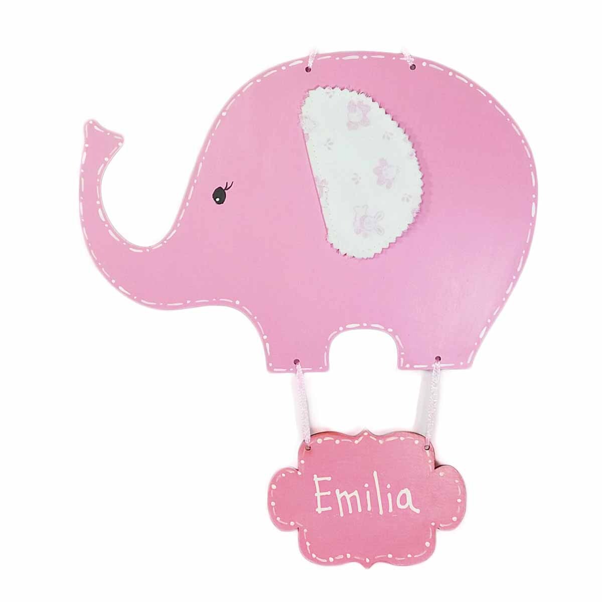 Cartel de puerta Elefante - rosa 