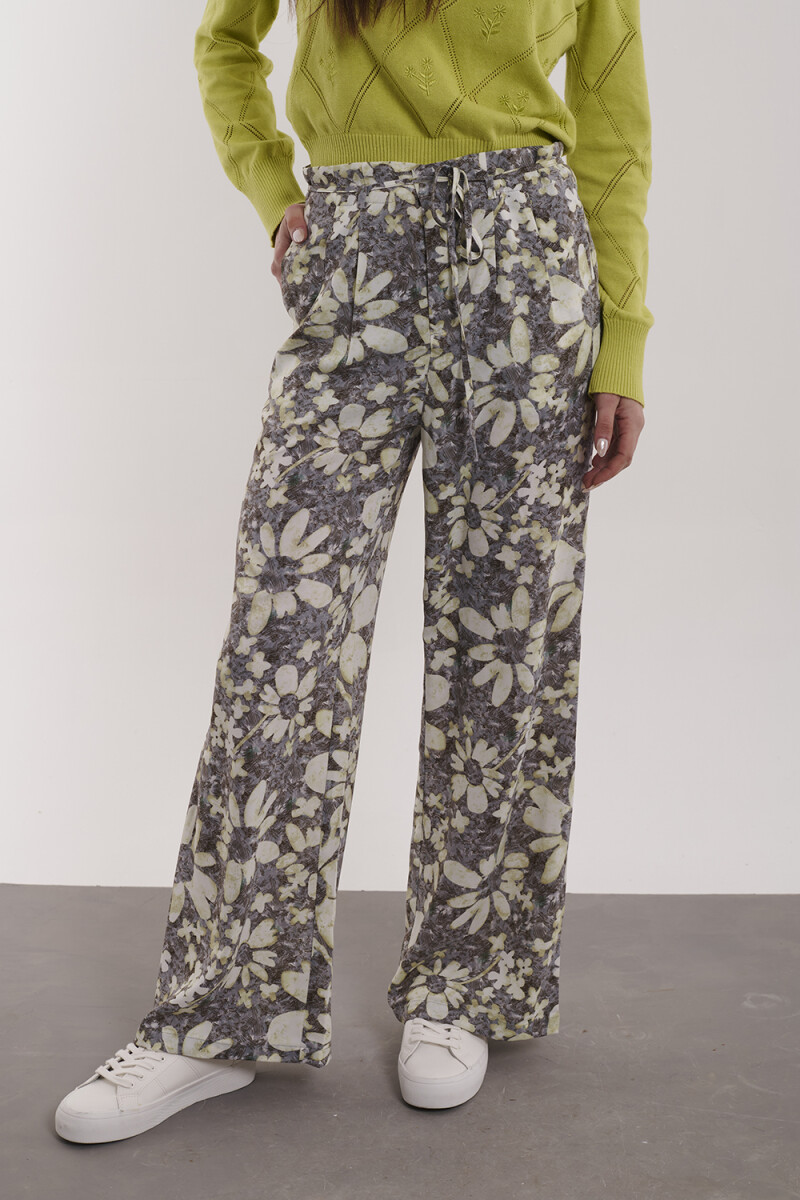 PANTALON LEONOR - ESTAMPADO GRIS Y LIMA 