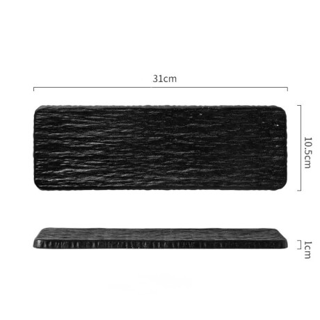 Fuente de Presentación Cerámica Negra - Línea Black Stone – 31x10.5x1 cm Fuente de Presentación Cerámica Negra - Línea Black Stone – 31x10.5x1 cm