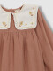 Vestido Con Bordados En El Cuello Nude