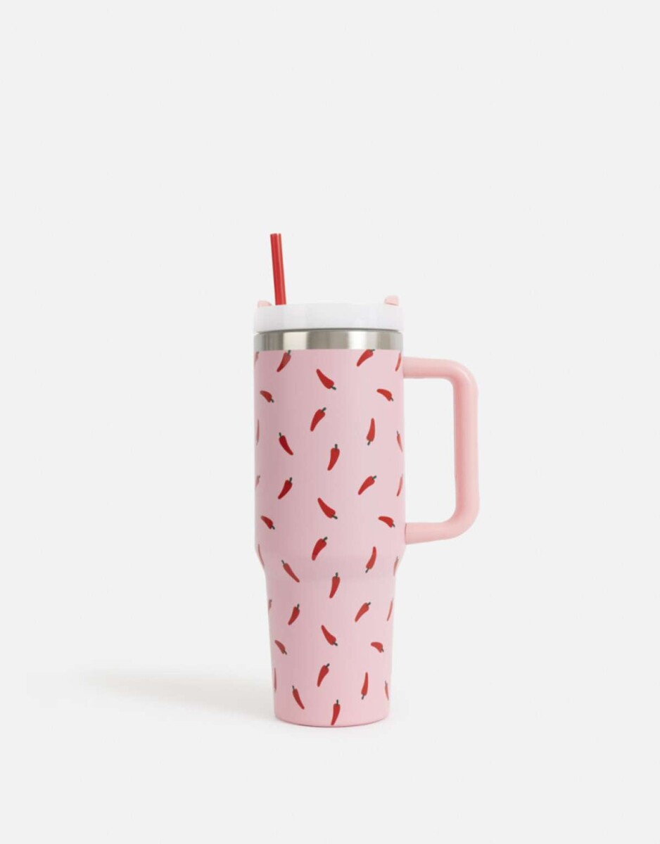 Vaso Térmico Estampado - Rosa Claro 