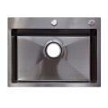 PILETA SIMPLE DE ACERO INOXIDABLE 201 NEGRO MATE CON DISPENSADOR DE JABÓN Pileta Simple De Acero Inoxidable 201 Negro Mate Con Dispensador De Jabón