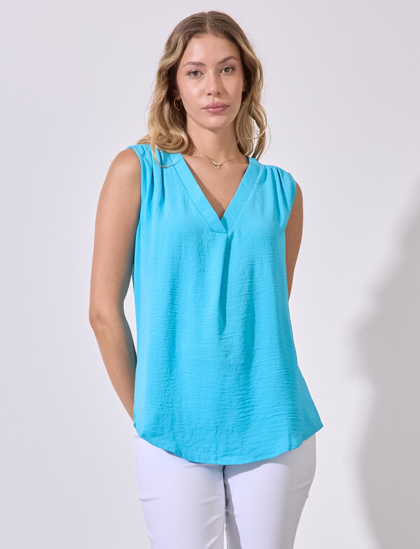 Blusa Escote V TURQUESA