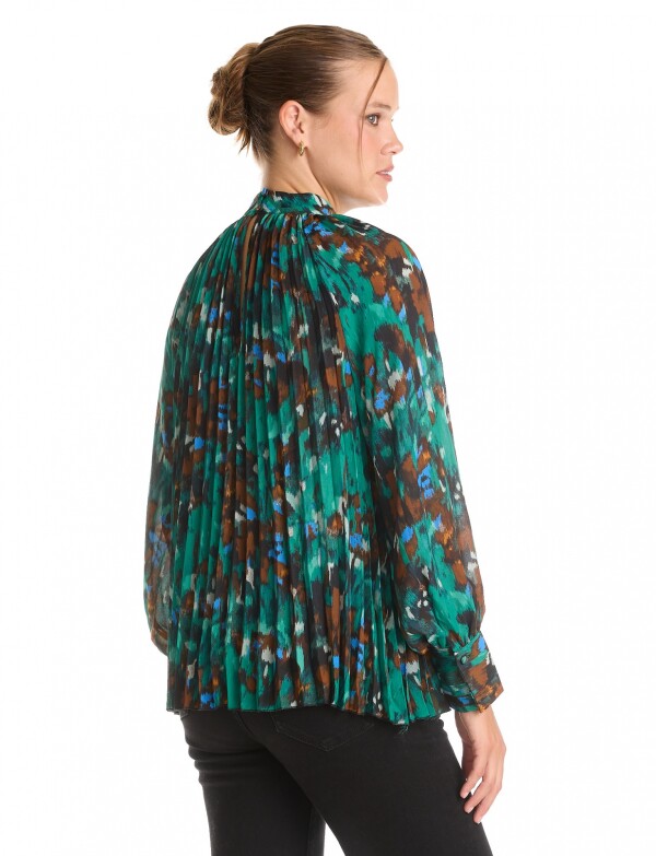 Blusa Gasa Plisada VERDE/MULTI