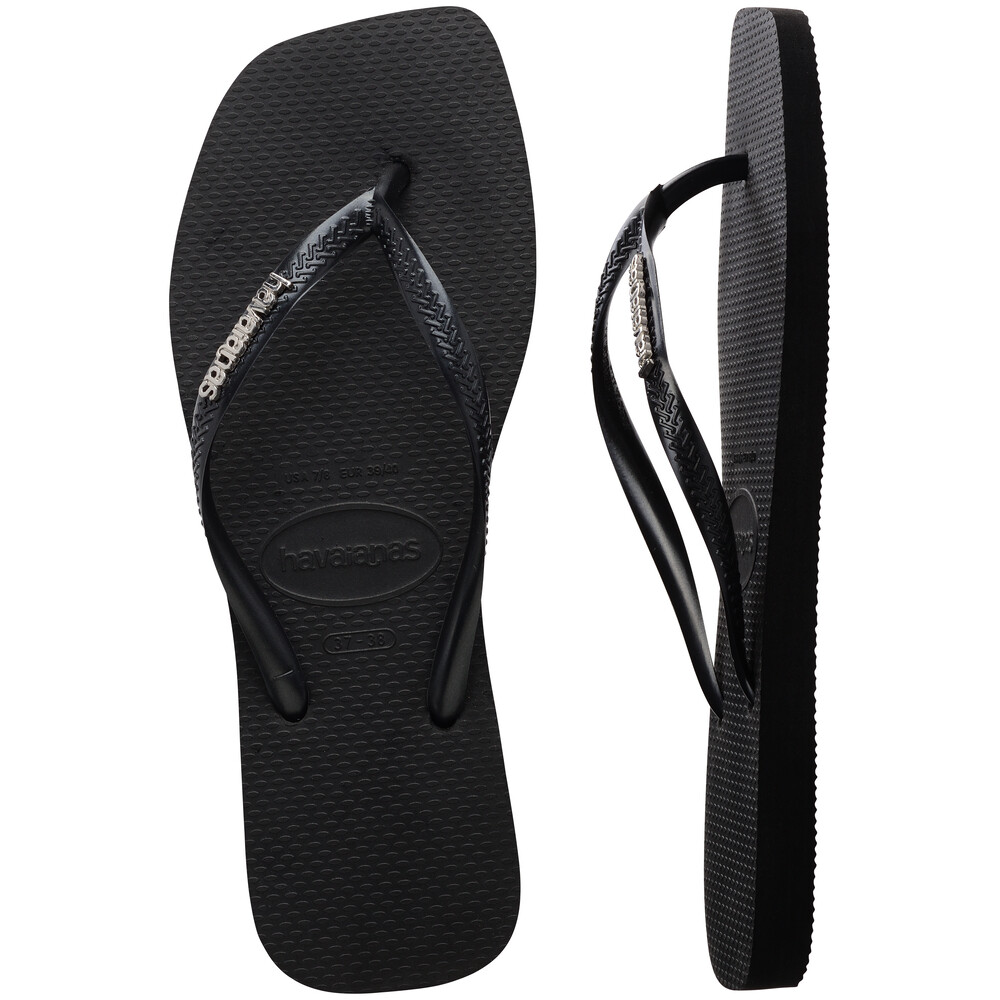 Slim Square Logo Metallic - Mujer Negro/Plata