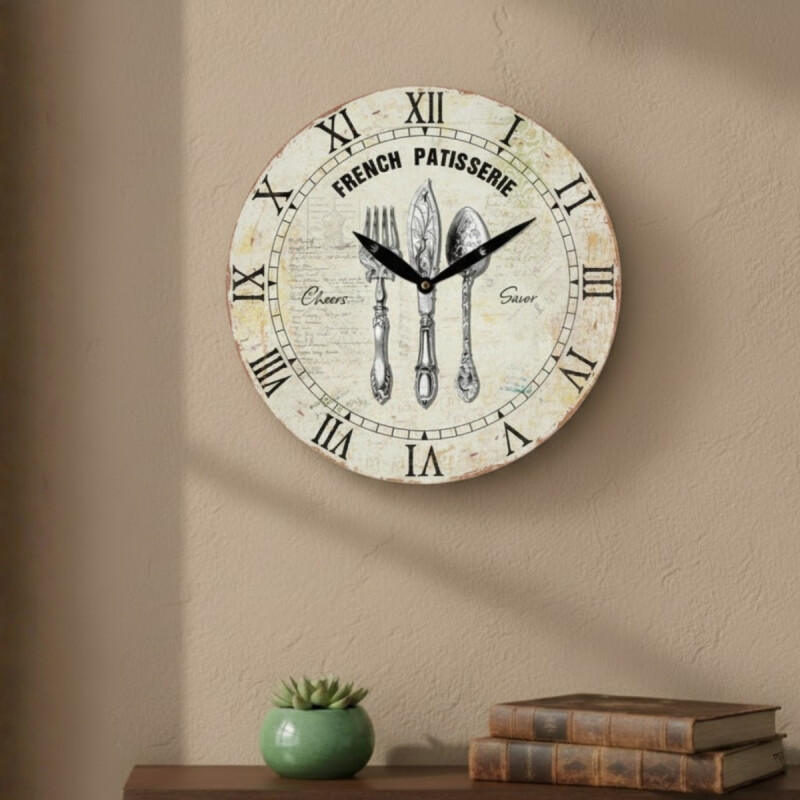 Reloj de pared mdf D28,8x3,5 cm CUBIERTOS