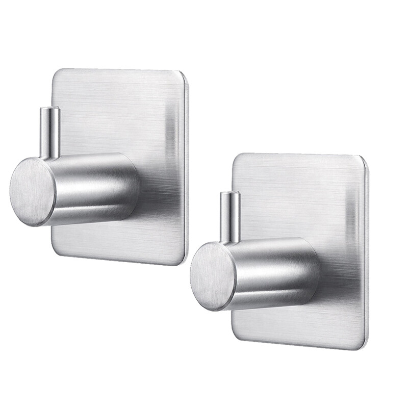 Kit 2 Ganchos perchero metálico adhesivo PLATEADO